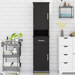 Double Door Narrow Height Slim Floor Standing Cabinet with 2 Adjustable Shelves-Black W282P171953-djyc
