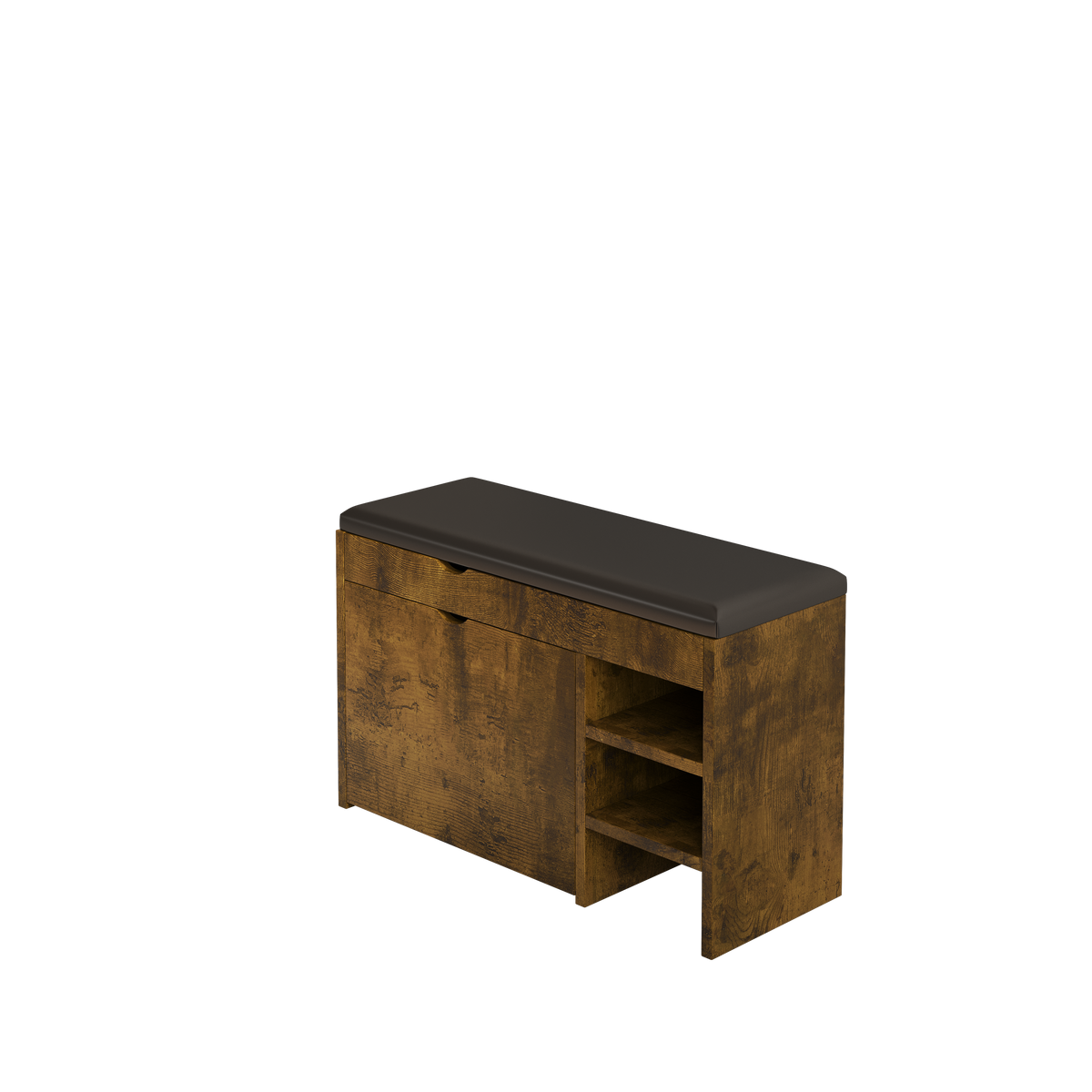 31.49 inch black brown shoe stool, soft cushion, soft and comfortable cushion, can be placed in the door, bedroom and other scenes W1278P185554-djyc