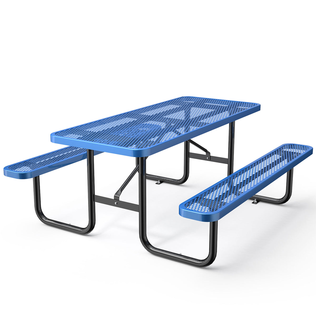 72' Expanded Metal Rectangular Picnic Table, Blue W1895S00005-djyc