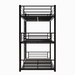 Triple Twin Bunk Beds, Twin Over Twin Over Twin Metal Bunk Bed Platform Frame, Two Attached Ladders, Easy Access Guard-Rail, No Box Spring Need (Black) W840P209935-djyc