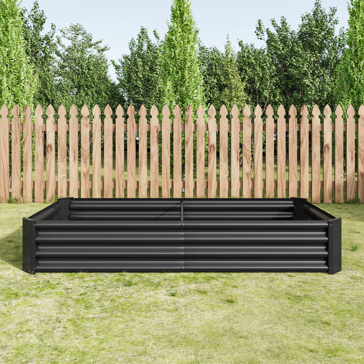 Raised Garden Bed Outdoor, 6×3×1ft , Metal RaisedRectangle Planter Beds for Plants, Vegetables, and Flowers - Black W84091002-djyc