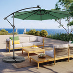 10ft Solar LED Offset Hanging Market Patio Umbrella( Dark green ) W640P234518-djyc