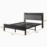 Queen Size Bed Frame, Storage Headboard with Charging Station, Solid and Stable, Noise Free, No Box Spring Needed, Easy Assembly W840P195212-djyc