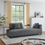 Linen Fabric 3 Seat Sofa with Two End Tables and Two Pillows, Removable Back and Armrest, Morden Style Upholstered 3-Seat Couch for Living Room W487139512-djyc