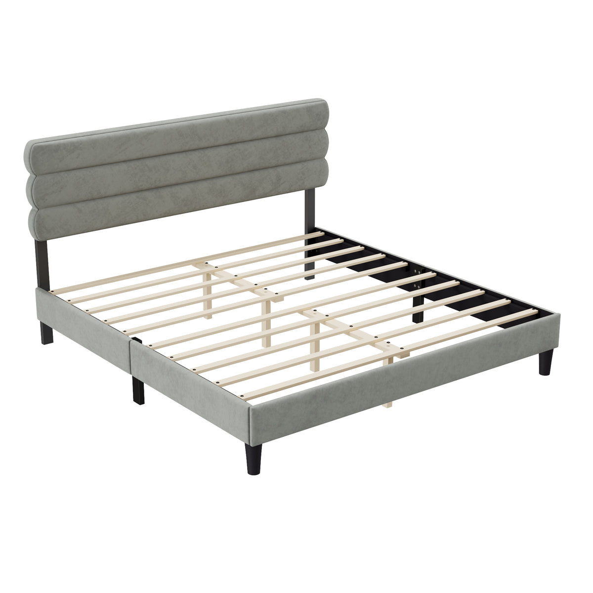 King Bed Frame with Headboard,Sturdy Platform Bed with Wooden Slats Support,No Box Spring,Mattress Foundation,Easy Assembly W1793140486-djyc