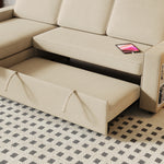 85.8" Pull Out Sleeper Sofa L-Shaped Couch Convertible Sofa Bed with Storage Chaise And Storage Racks,With USB Port And T-pyce Port W834S00266-djyc