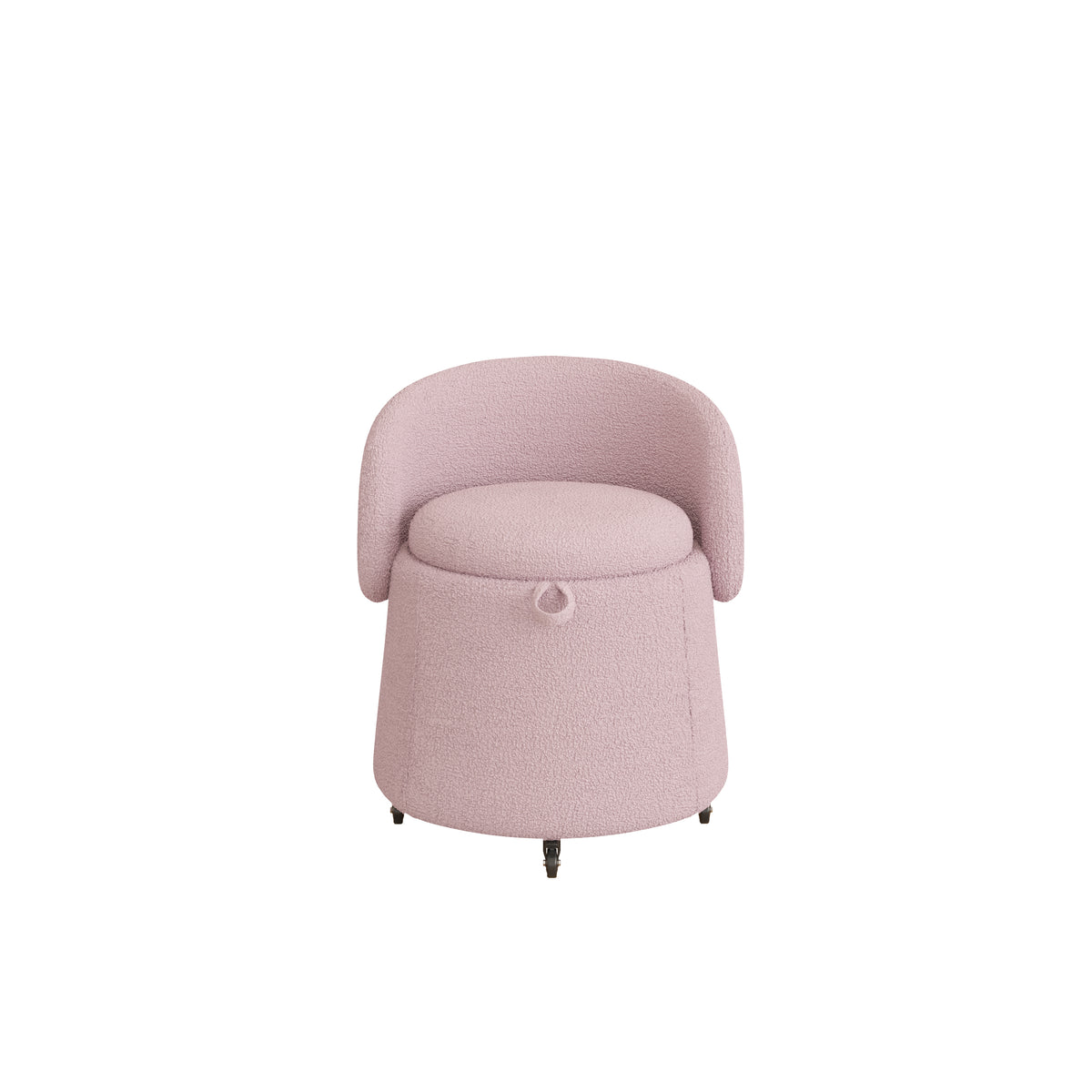 Versatile 23" Storage Stool: Multi-Functional Pink Teddy Fleece Design, Enhances Functionality in Bedrooms & Living Rooms W1278122696-djyc