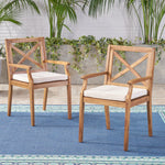 PERLA DINING CHAIR,2PCS with 2 Cream Cushions,for Backyard, Poolside, Garden N762P251938A-djyc