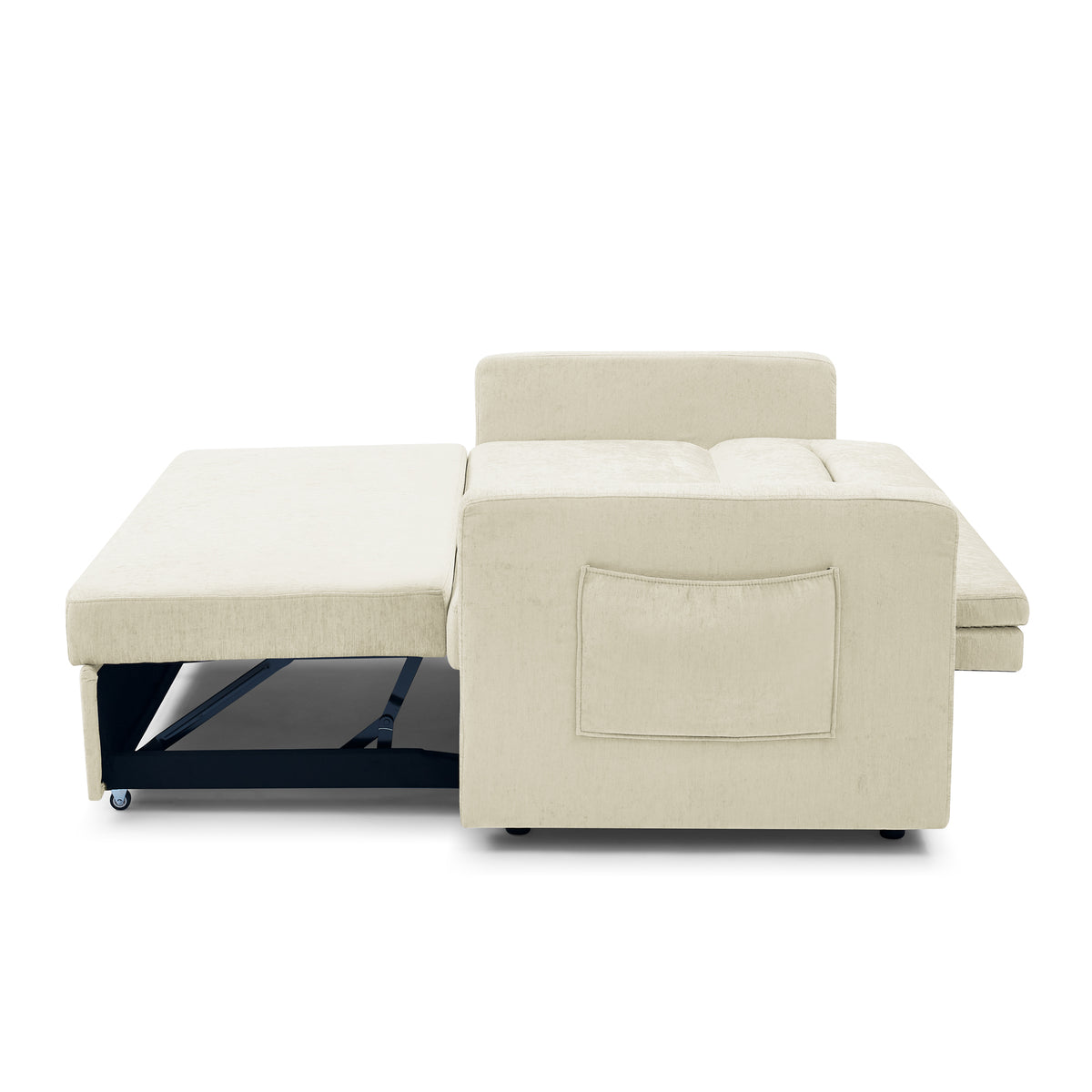 Loveseats Sofa Bed with Pull-out Bed,Adjsutable Back and Two Arm Pocket,Beige (54.5"x33"x31.5") W48766863-djyc