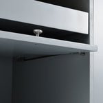 Kitchen Island with Drop Leaf, LED Light Kitchen Cart on Wheels with 2 Fluted Glass Doors and 1 Flip Cabinet Door, Large Kitchen Island Cart with an Adjustable Shelf and 2 Drawers (Grey Blue) WF311171AAG-djyc