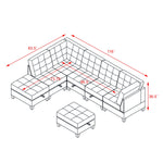 L shape Modular Sectional Sofa,DIY Combination,includes Three Single Chair ,Two Corner and Two Ottoman,Grey Chenille W487S00201-djyc