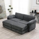 Free Combination Modular Convertible Sectional Sofa Bed Set, 4 Seat Upholstered Sleeper Corner Couch, Deep-Seat Loveseat with Ottoman for Living Room, Office, Apartment,2 Colors GS006022AAE-djyc