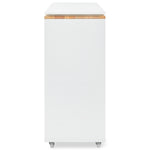 K&K Rolling Kitchen Island With Extended Table, Kitchen island on Wheels with LED Lights,Power Outlets and 2 Fluted Glass Doors, Kitchen Island with a Storage Compartment and Side 3 Open Shelves,White WF316018AAW-djyc