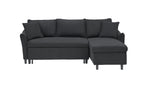 This 80-inch black corduroy L-shaped sofa comes with two small throw pillows that can be converted into a sofa bed for storage W1278S00028-djyc
