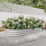 Raised Garden Bed Outdoor, Oval Large Metal Raised Planter Bed for for Plants, Vegetables, and Flowers - Silver W840102510-djyc