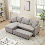 This 80-inch gray corduroy L-shaped sofa comes with two small throw pillows that can be converted into a sofa bed for storage W1278S00027-djyc