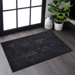 MAVAL Black Washable Rug 2' x 3' Doormat Rug (Black+Gray, 2' x 3')-B189P189000