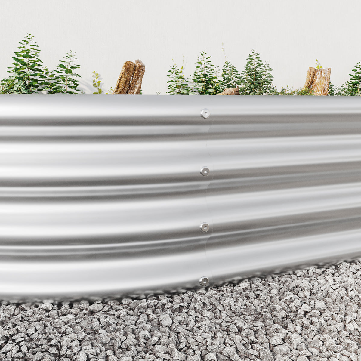 Raised Garden Bed Outdoor, Oval Large Metal Raised Planter Bed for for Plants, Vegetables, and Flowers - Silver W840102510-djyc