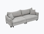 Sofa with Grey Corduroy Fabric, Convertible to Sofa Bed with Two Throw Pillows: Perfect for Living Rooms & Versatile Spaces W1278S00041-djyc