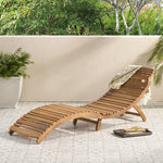 Acacia Wood Foldable Chaise Lounge – Weather-Resistant, Slatted Design for Stylish and Comfortable Outdoor Relaxation 57076-djyc