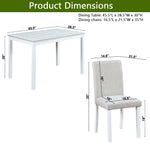 5 Piece Wooden Dining Table Set, Kitchen Table Set with a Rectangular Table and 4 Upholstered Chairs, Wooden Dining Room Table with Crystal Decoration and Chairs Set for Kitchen, Dining Room, White W1998S00049-djyc