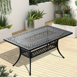 L58.27*W34.65-inch Cast Aluminum Patio Dining Table With Black Frame and Umbrella Hole W1710P166030-djyc