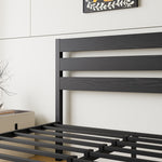 Full Size Platform Bed Frame with Rustic Vintage Wood Headboard, No Box Spring Needed Black W840P164957-djyc