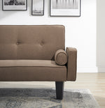 Sofa Meets Bed: A 72" Beige Cotton Linen Convertible Sofa Bed with Two Bonus Pillows, Ideal for Family Living Rooms W127846489-djyc