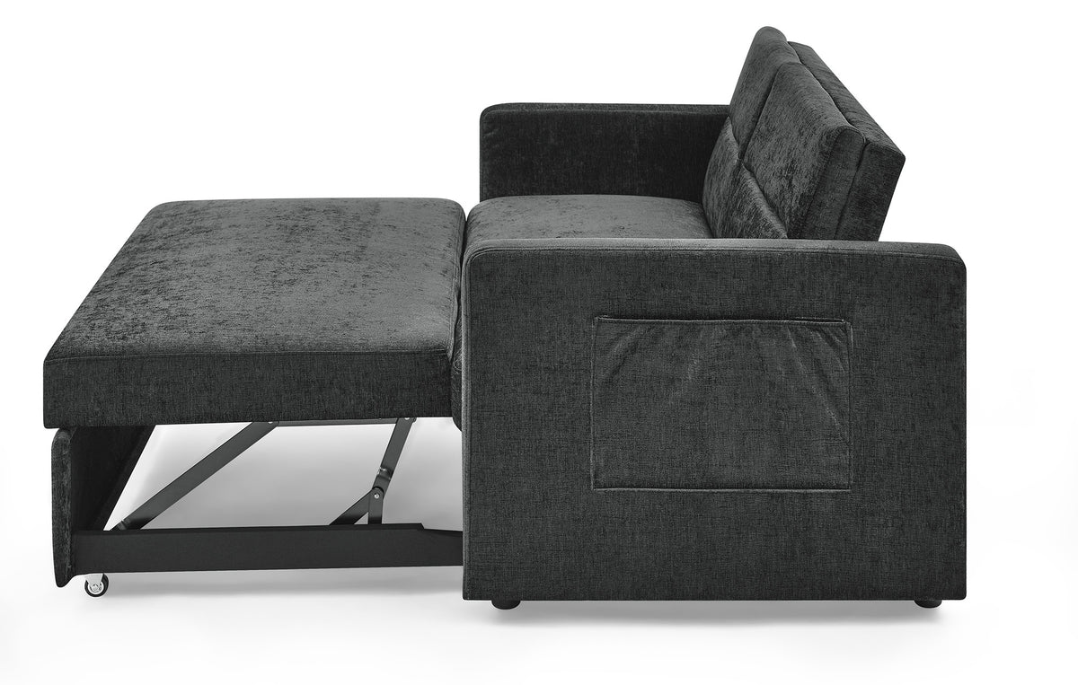 Loveseats Sofa Bed with Pull-out Bed,Adjsutable Back and Two Arm Pocket,Black (54.5"x33"x31.5") W48766865-djyc