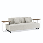 Linen Fabric 3 Seat Sofa with Two End Tables and Two Pillows, Removable Back and Armrest, Morden Style Upholstered 3-Seat Couch for Living Room W487139513-djyc