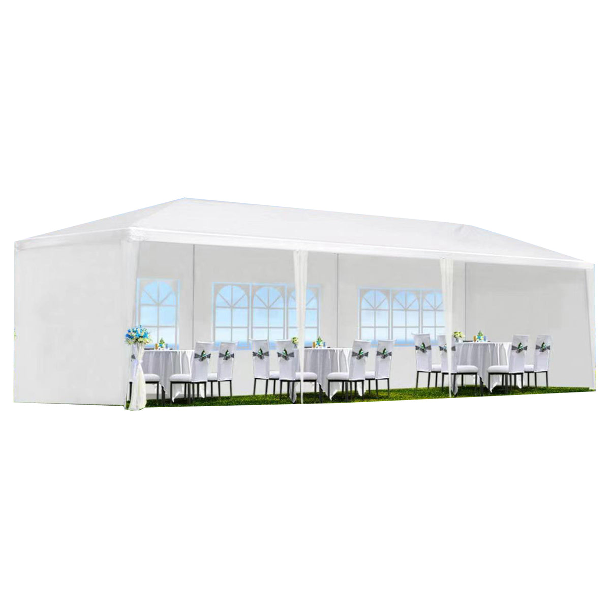10x30' Wedding Party Canopy Tent Outdoor Gazebo with 5 Removable Sidewalls W1205137302-djyc