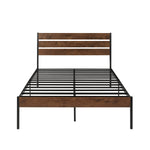 Full Size Bed Frame with Wood Headboard, Metal Frame with Strong Slats, Noise Free,No Box Spring Needed-Brown. W2336P167501-djyc
