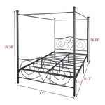 Metal Canopy Bed Frame with Vintage Style Headboard & Footboard , Easy DIY Assembly All Parts Included, Queen Black(same as 748G-BK) W84036133-djyc