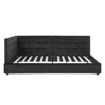 Full Size Upholstered TuftedBed Frame, Sofa Bed Frame with Comfortable Backrest and Armrests, Full Size Bed for Bedroom, Living Room,Velvet, Black(80.5''*59''*30.5'') W487S00222-djyc