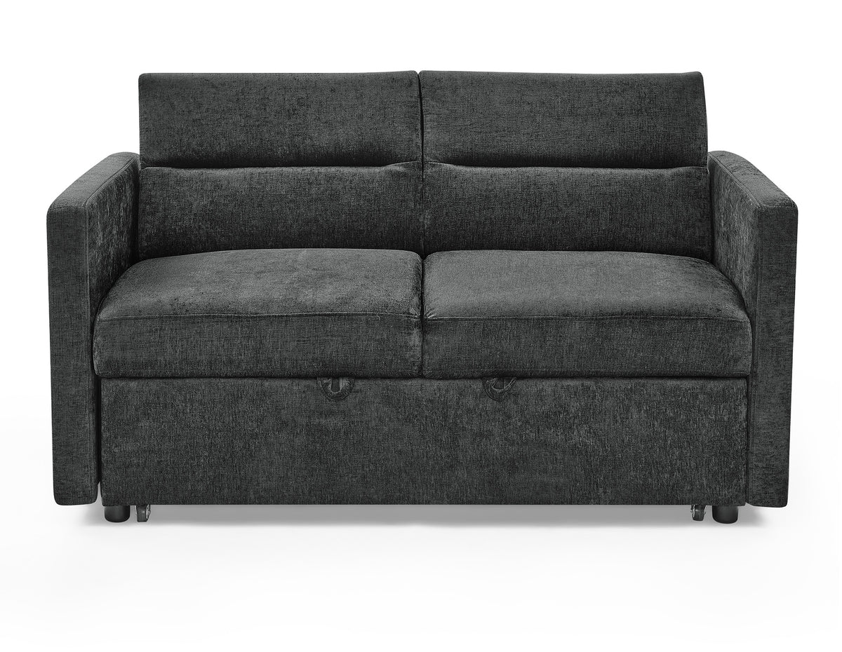 Loveseats Sofa Bed with Pull-out Bed,Adjsutable Back and Two Arm Pocket,Black (54.5"x33"x31.5") W48766865-djyc