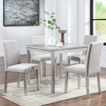 5 Piece Wooden Dining Table Set, Kitchen Table Set with a Square Table and 4 Upholstered Chairs, Wooden Dining Room Table with Crystal Decoration and Chairs Set for Kitchen, Dining Room, Silver grey W1998S00042-djyc