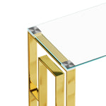 Console Table Stainless Steel Glass,Meal side table Golden Clearbs-02 W1727P195276-djyc