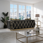 Cavalli Contemporary Style Upholstery Diamond Pattern Sofa Made with Wood in Gold accent & Black-B009P417494 - 正方形修复