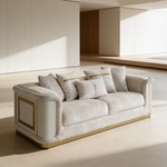 Bona 2-Piece Set featuring the luxurious Sofa and Loveseat, both adorned with gold accents and diamond-pattern details, offering a coordinated modern look for an elegant living room upgrade.-B009S02176 - 场景图