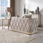 Cavalli Contemporary Style Upholstery Diamond Pattern 2PC Livingroom Set Made with Wood in Gold accent & Taupe-B009S02180 - 正方形修复