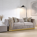 Cavalli Contemporary Style Upholstery Diamond Pattern 3PC Livingroom Set Made with Wood in Gold accent & Taupe-B009S02181 - 场景图