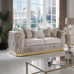 Cavalli Contemporary Style Upholstery Diamond Pattern 3PC Livingroom Set Made with Wood in Gold accent & Taupe-B009S02181 - 正方形修复