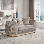 Cavalli Contemporary Style Upholstery Diamond Pattern 3PC Livingroom Set Made with Wood in Gold accent & Taupe-B009S02181 - 细节图