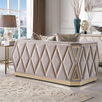 Cavalli Contemporary Style Upholstery Diamond Pattern 3PC Livingroom Set Made with Wood in Gold accent & Taupe-B009S02181 - 细节图