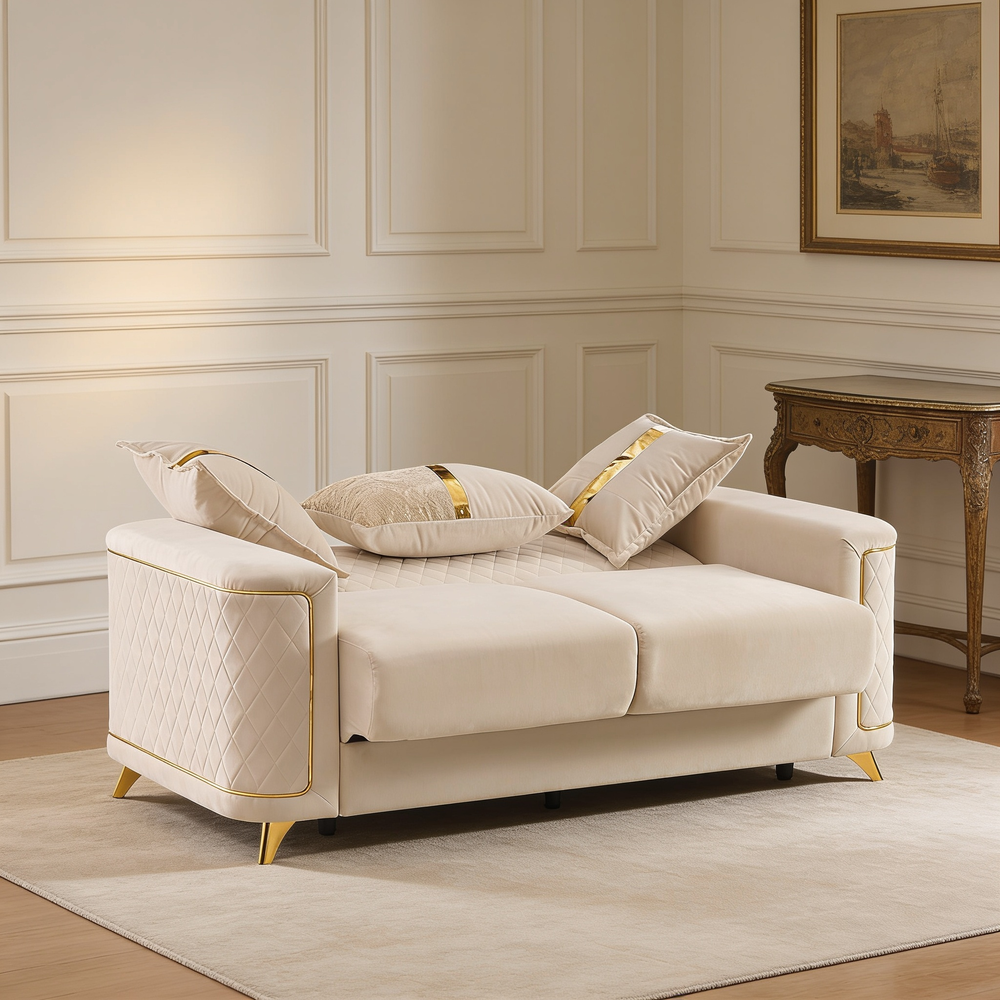 Lisa 2Pc Sofa and Loveseat Set in Ivory-B009S02227 - 场景图