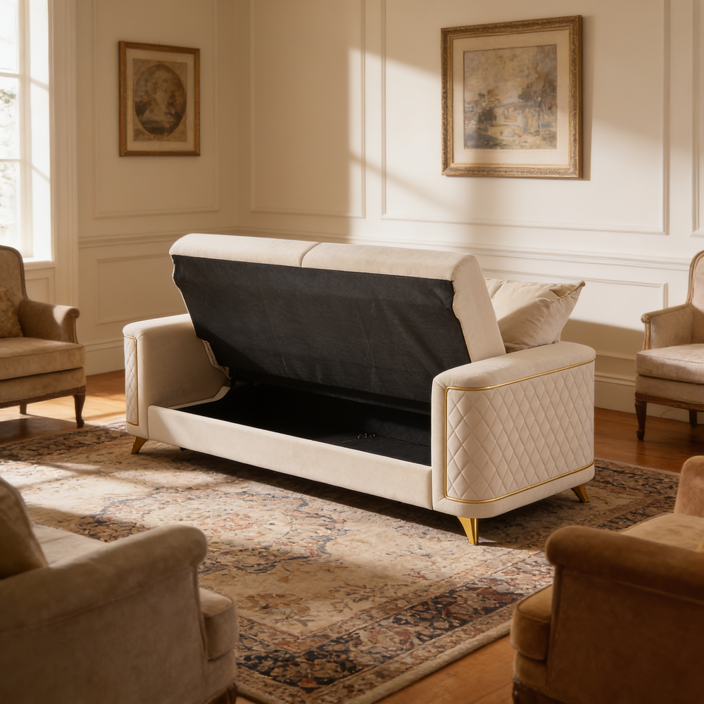 Lisa 2Pc Sofa and Loveseat Set in Ivory-B009S02227 - 场景图