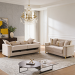 Lisa 2Pc Sofa and Loveseat Set in Ivory-B009S02227 - 正方形修复
