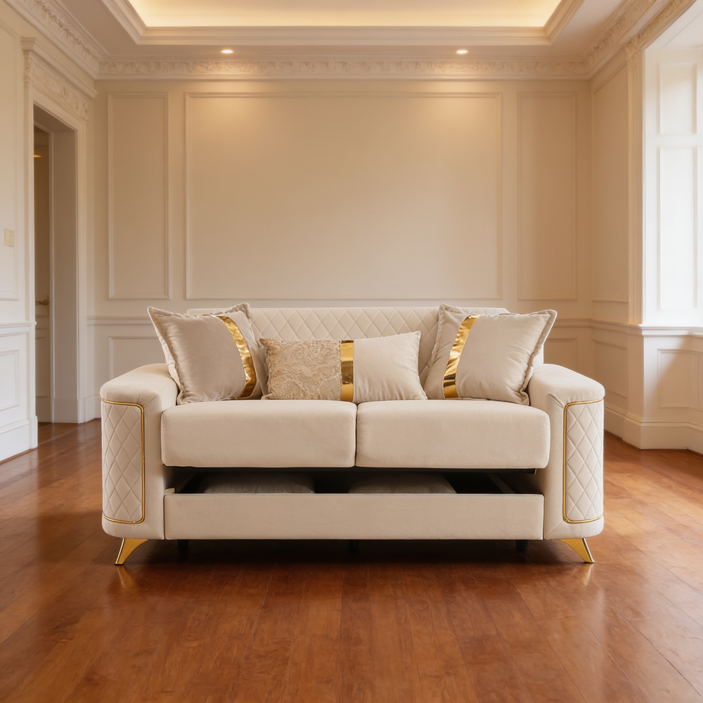 Lisa 3Pc Sofa, Loveseat and Accent Chair Set in Ivory-B009S02228 - 场景图