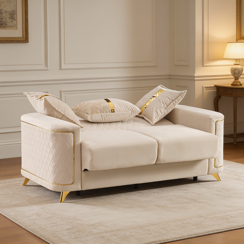 Lisa 3Pc Sofa, Loveseat and Accent Chair Set in Ivory-B009S02228 - 场景图