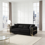 Ruby 3Pc Modern Upholstered Sofa, Loveseatand Chair in Black with Solid Birch Wood Frame, Pocket Coil Seating and Gold Stainless Steel Legs-B009S02248 - 正方形修复